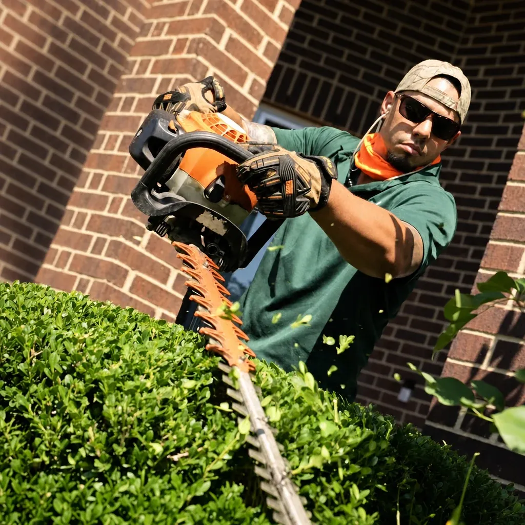 Hedges and shrubs trimmed by Brothers Lawn and Tree Service.
